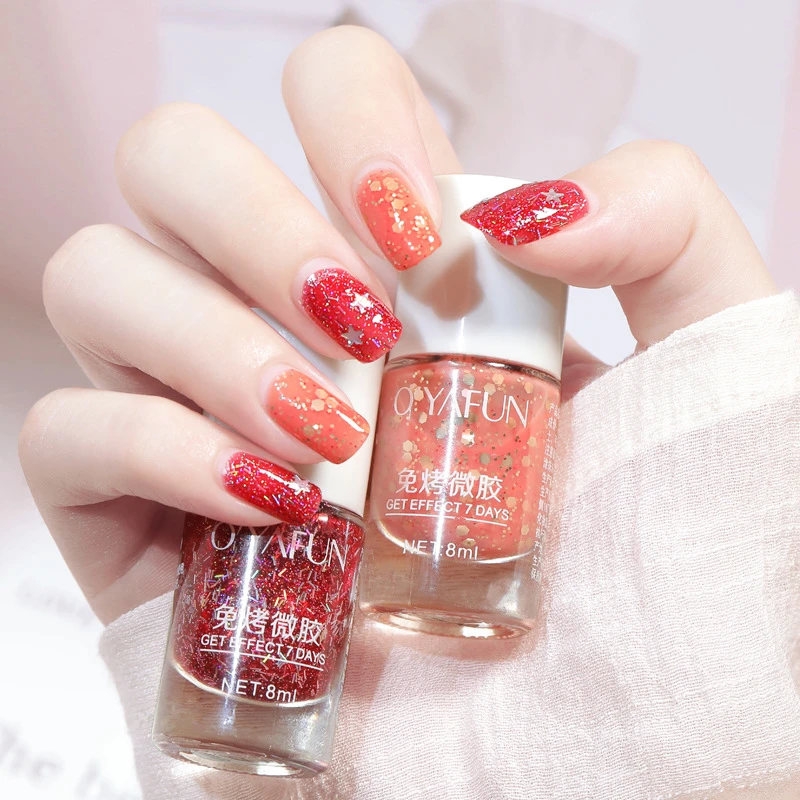 

8ML 33 Colors Nail Polish Without Lamp Art Manicure Semi-permanent Varnish Quick Dry Tearable 8ml Long Lasting Nail Polish