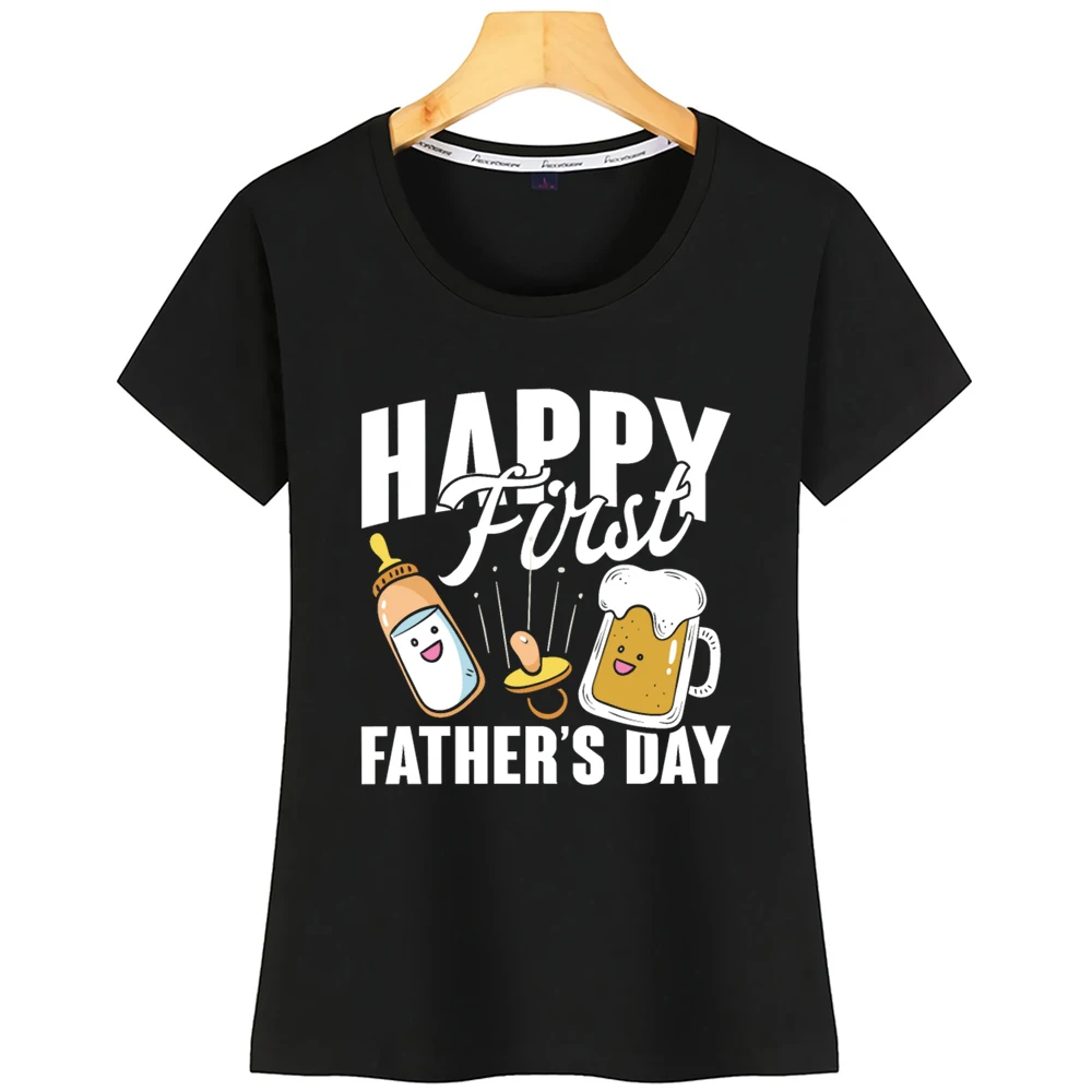 

Женская Винтажная футболка с надписью «Happy First Father»