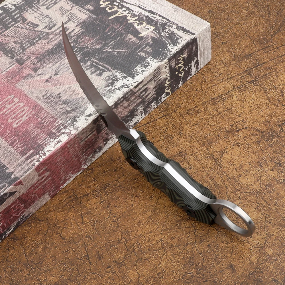 Карамбит для выживания на природе тактический острый нож с когтями D2