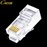 cncob 100pcs rj11 rj12 6p6c long body ftp telephone line connector 6 core phone crystal head modular plug shield gold plated