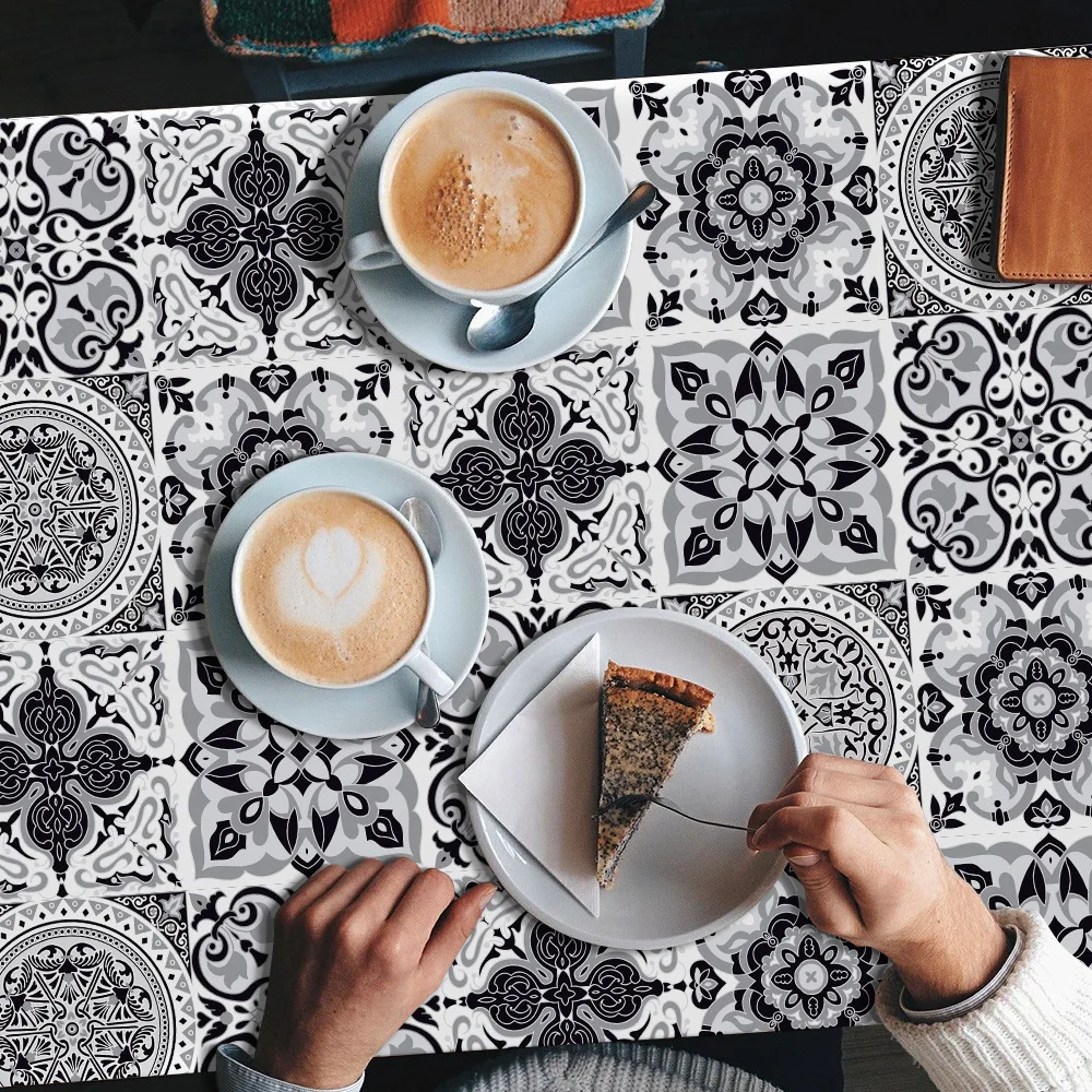 Самоклеящаяся Черный и белый Европейский цветок кирпичные стены наклейки на