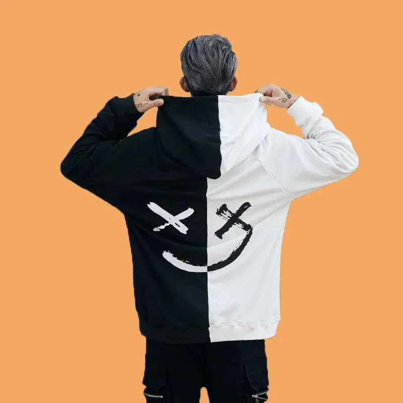 Мужская толстовка в стиле хип хоп модная с капюшоном и длинным рукавом верхняя