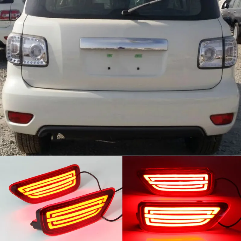 

2pcs Car LED Rear Bumper Reflector Light for Nissan Patrol 2012-2017 2018 2019 Running Flowing Turn Signal Brake Fog Lamps