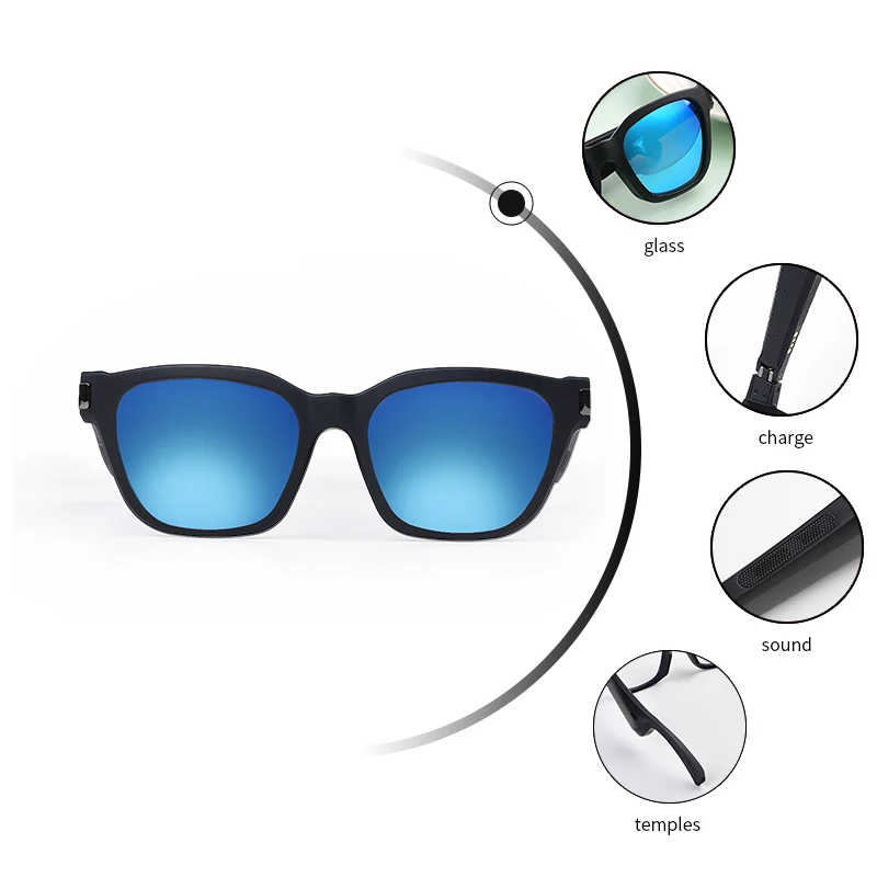 저렴한 세련된 무선 블루투스 헤드폰 선글라스 땀 방지 방수 스포츠 헤드셋 IOS 안드로이드 (파란색)