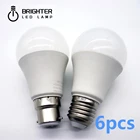 Светодиодная лампа высокой яркости A60 6 шт.Лот 12 Вт E27 B22 Лампа 220-240 в 3000k 6000k Bombilla