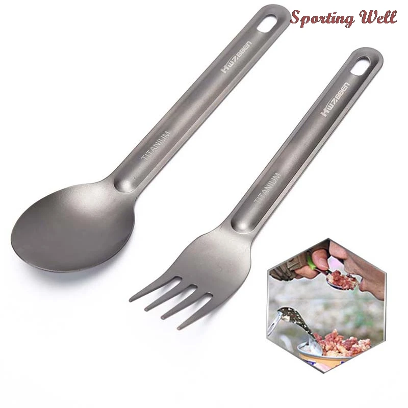 

1PCS Titanium Spoon Fork Long Handle Spoon Outdoor Camping Titanium Spork Camping Tableware Picnic Spoon Tool