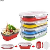 kitchen accessories portable lunch bowl folding food storage box food container lunch boxes travel silicone bento lunch box