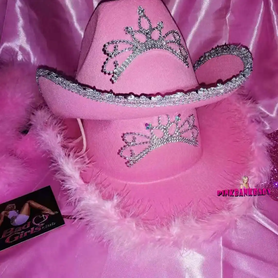 Розовый головной убор в западном стиле Стиль ковбойские шляпы для женщин Для