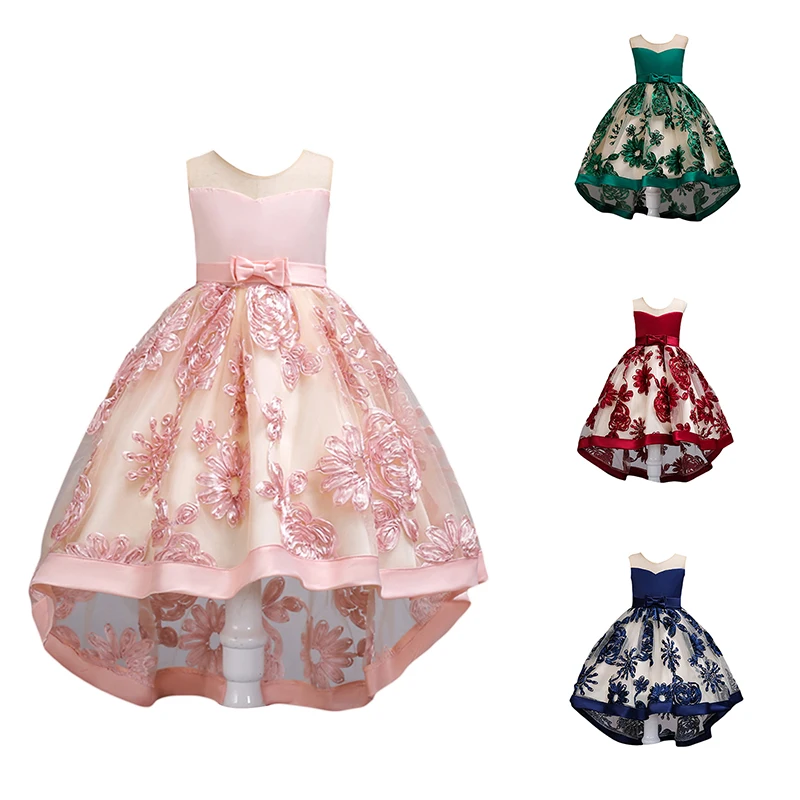 

Детское платье принцессы с цветочной вышивкой, без рукавов