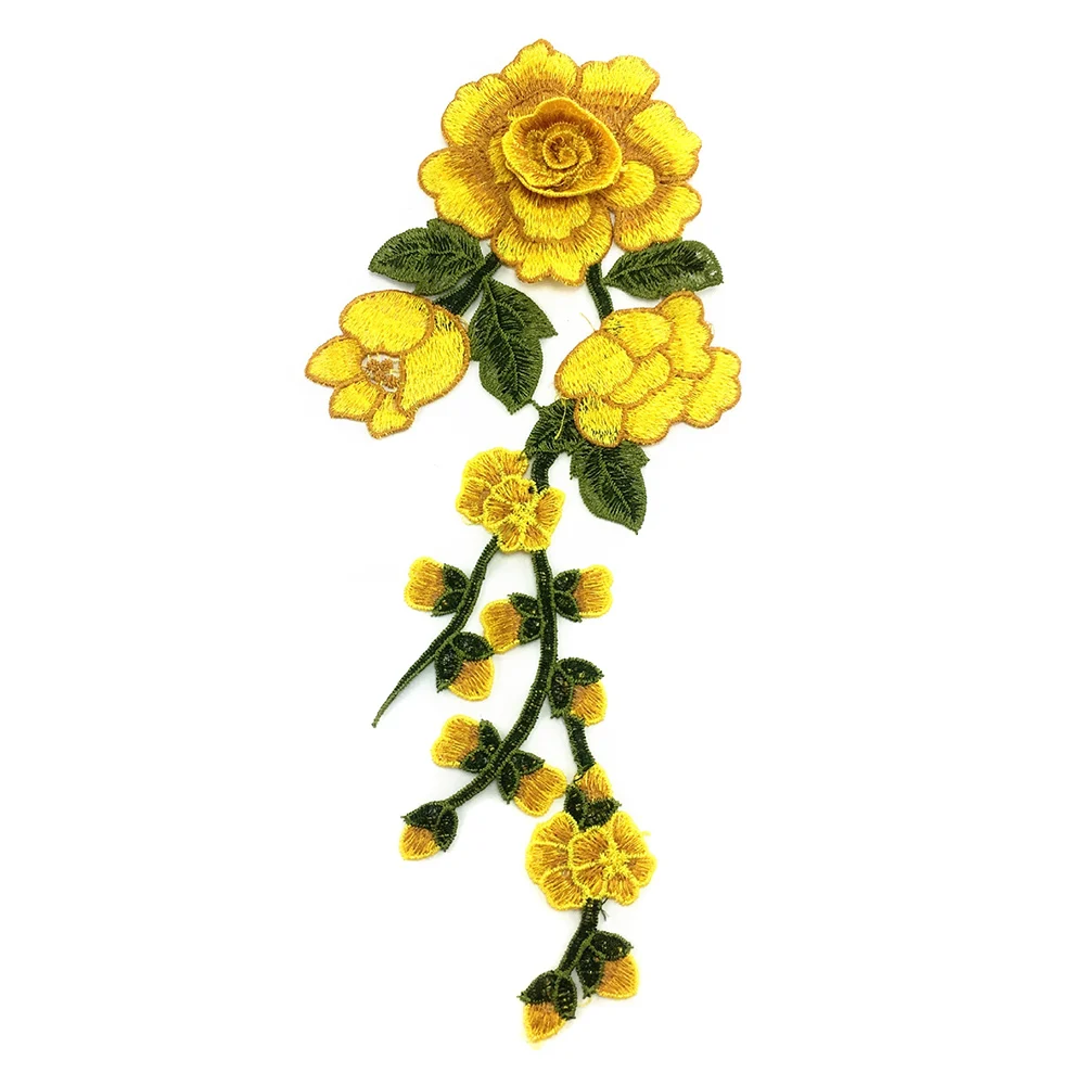 3D Вышивка патч роза цветок воротник декольте шитье Аппликация DIY декоративные