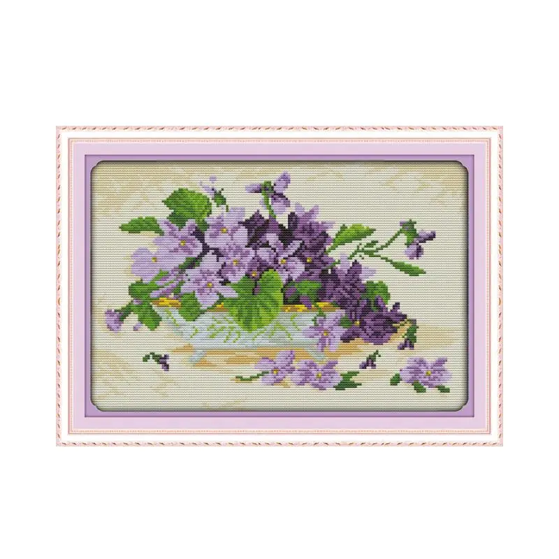 

Violet bonsai cross stitch kit flower 18ct 14ct 11ct count printed canvas stitching embroidery DIY handmade needlework