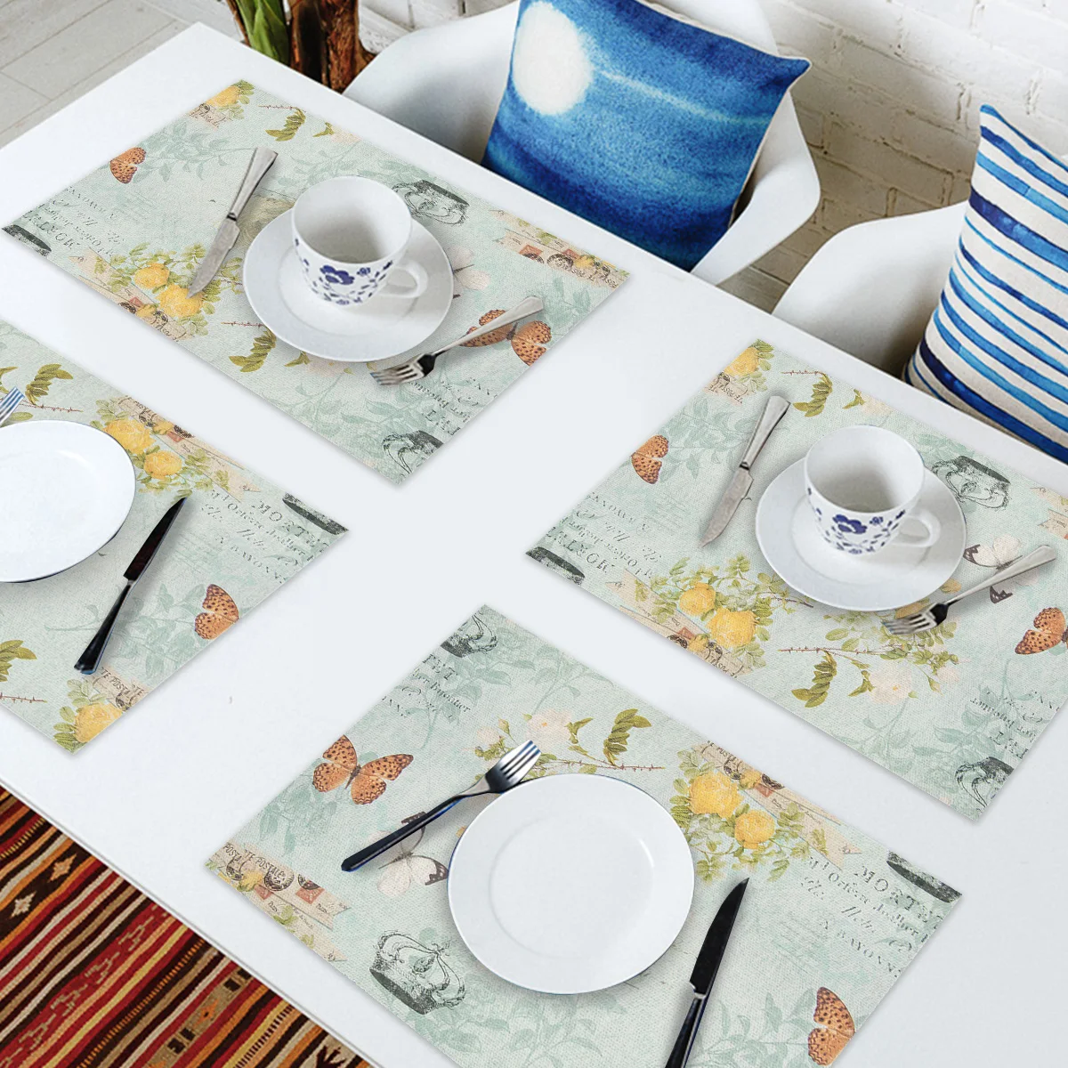 4 6 штук в партии комплект Коврики на стол Винтаж ретро Обувь с украшениями виде