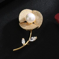 flower corsage brooch pin clothing accessories copper micro inlaid ladies jewelry flower brooch wholesale