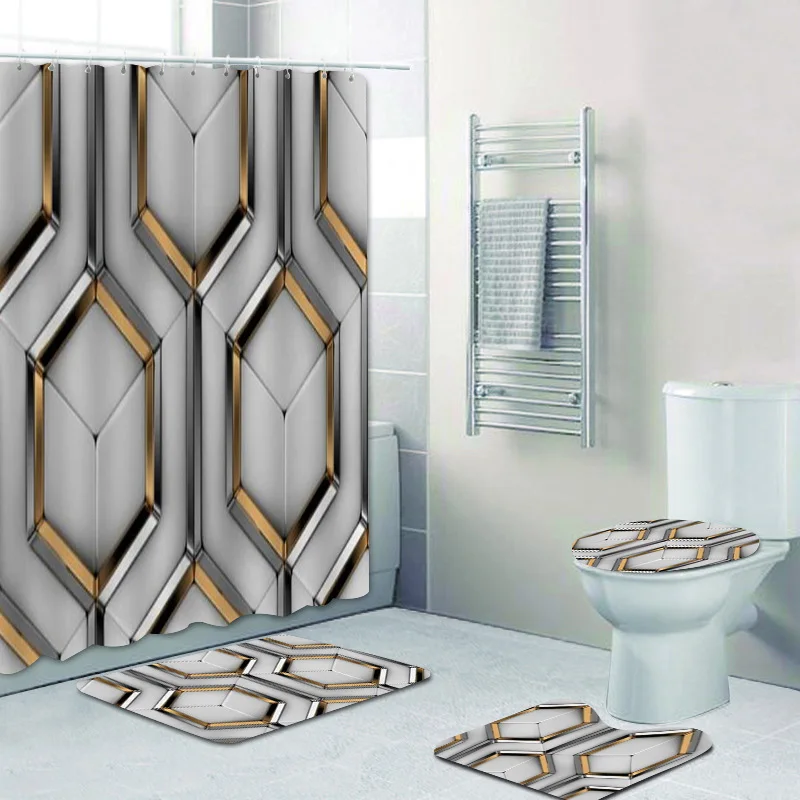 Роскошная металлическая Геометрическая занавеска 3D для ванной комнаты цвета