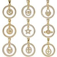 juya 18k real gold plated locket cross zodiac star butterfly fatima saturn evil eye charms for diy pendant women jewelry making