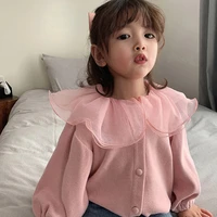 baby girl clothes fashion lace lapel coats for girls kids spring autumn long sleeve girls cardigan tops children clothing