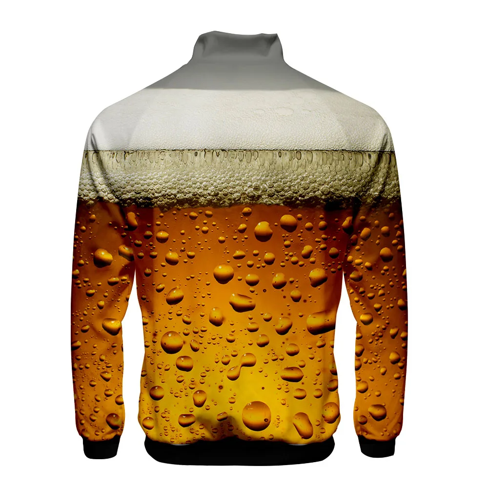 

2020 New International Beer Day 3D Style Slim Fit Collar jacket Men Slim Fit Zipper Fashion Trend Casual Jacket Clothes Coats