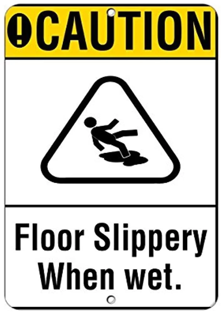 

12x8 inches,Caution Floor Slippery When Wet Hazard Sign Aluminum Sign Metal Signs Tin Sin Plate Metal Wall Poster Plaque