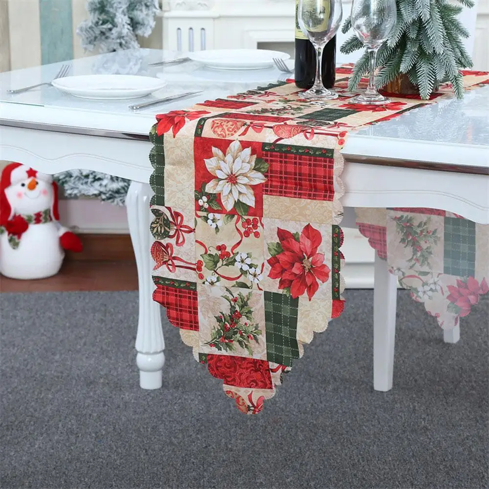 

Fashion Creative Color Christmas Printed Durable Dirty-proof Home Coffee Waterproof Family Party Table Runner Tablecloth Decor