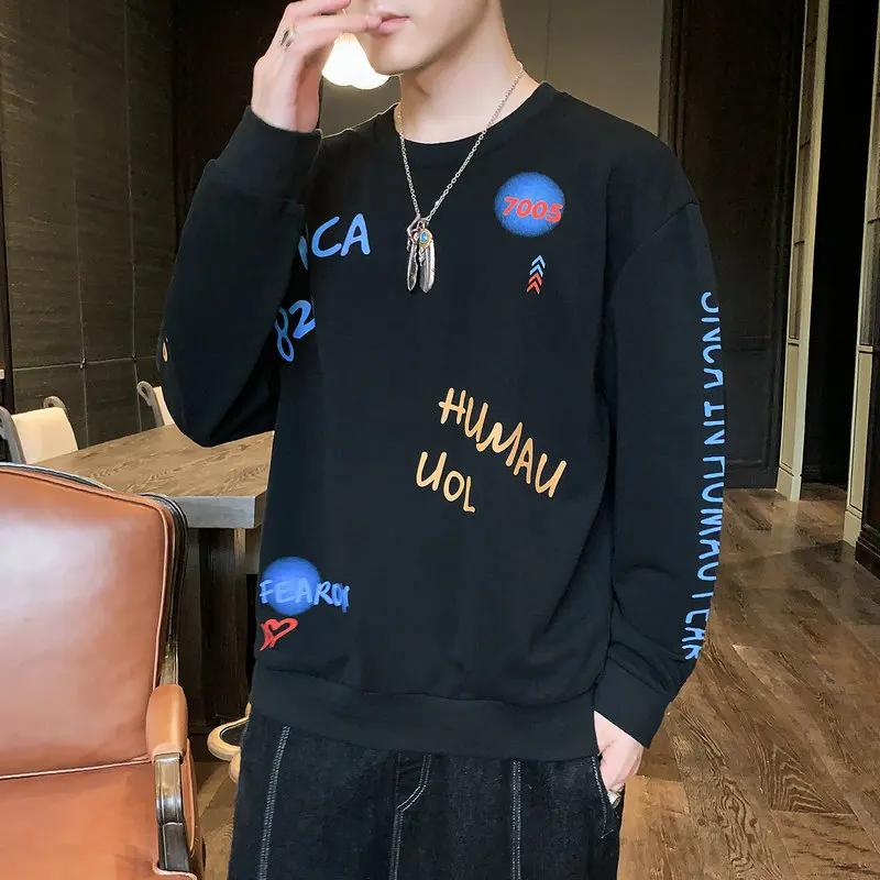 

2021 Spring And Autumn New Young Men's Long Sleeve Round Neck Print Sweatshirt Fashion Casual Men's Sweatshirt