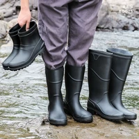 high quality 3size men rain boots for 2021 new fashion pvc fabric non slip solid male anklemid calfhigh boots waterproof shoes