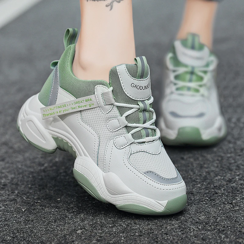 

Fashion Women Platform Sneakers Autumn Breathable Casual Shoes Woman Lace Up Hide Heel Ladies Shoes Chunky Sneaker