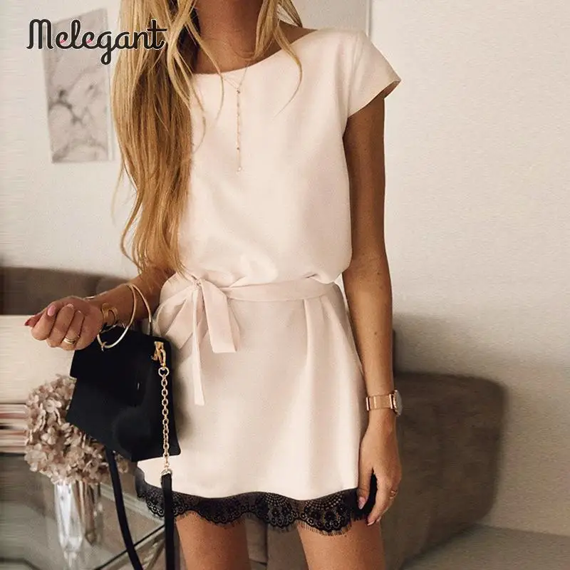 Элегантные однотонные белые 2019 осенне-зимние повседневные кружевные платья для