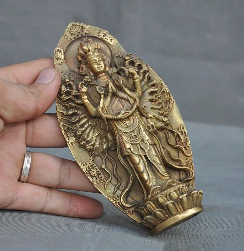 

christmas Tibet Bronze gilt Buddhist Pray 1000 Arms Avalokitesvara Kwan-yin buddha Statue new Year