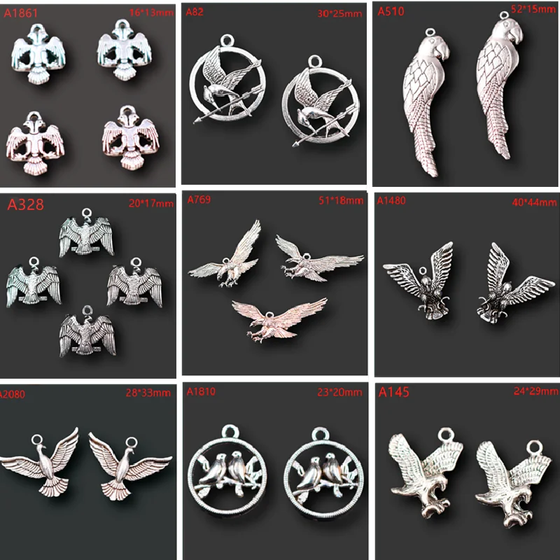 

Lovely Bird Metal Pendants, Eagle Charms, Swallow Charms, Bird Charms, Parrot Charms, Owl Charms, Animal Pendants P734