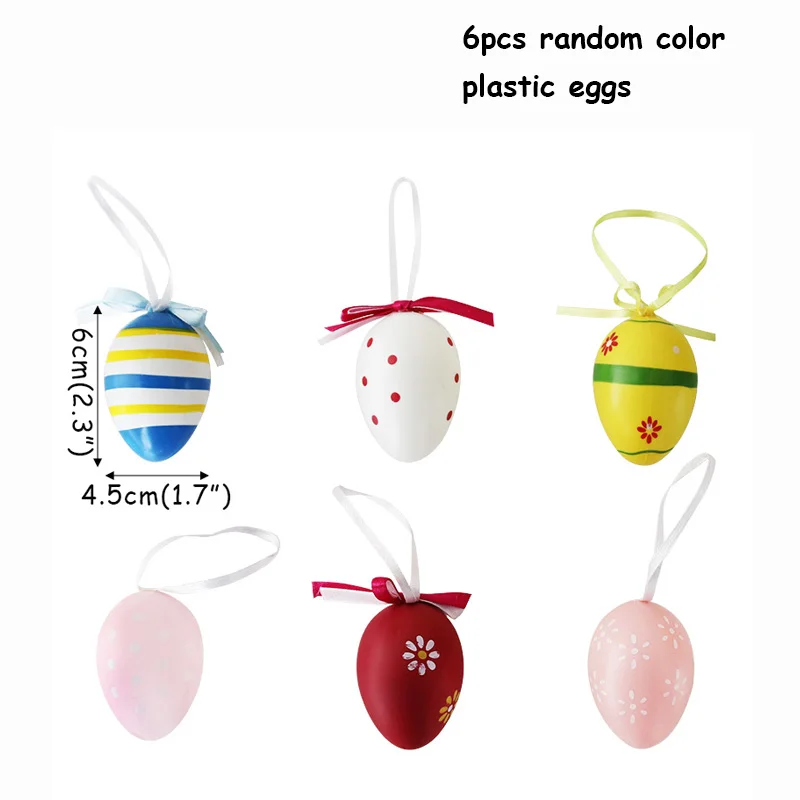 6pcs plastic eggs Наволочка на подушку с пасхальным Кроликом, яйцами, пасхальными, шоколадными яйцами, курицей, пасхальными украшениями для дома, вечерние украшения, подарок - Цвет: 6pcs plastic eggs