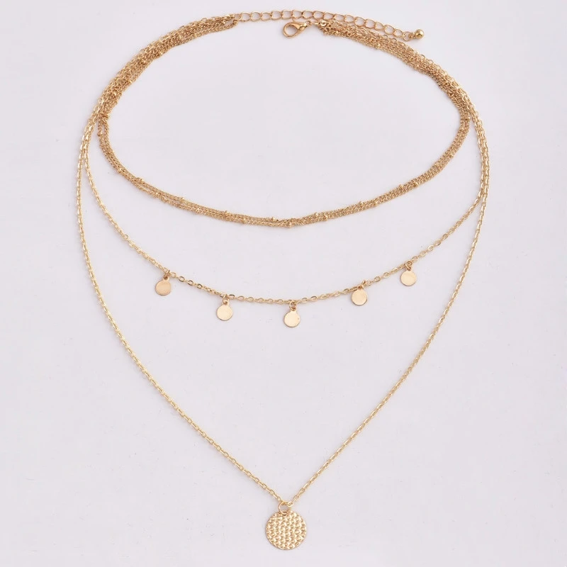 

Fashion Temperament Multilayer Disc Pendant Necklace for Women