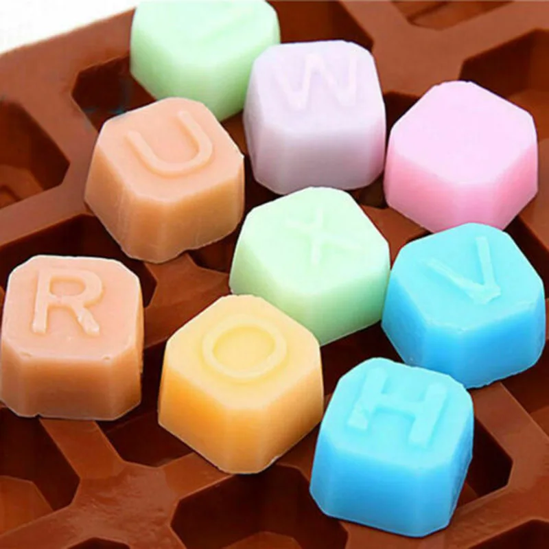 Silicone Alphabet Ice Cube Mould 30 DIY BRICKS NAMES LETTER WORD Chocolate Candy Mold Kitchen Tool | Дом и сад