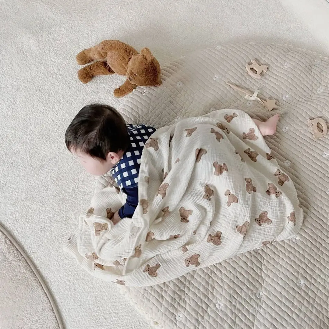 

Infant Keep Warm Quilt Kids Gauze Bath Towel Swaddle Hug Blanket for Newborn Toddlers Wrap Sleepsack Stroller Cover Baby Bedding
