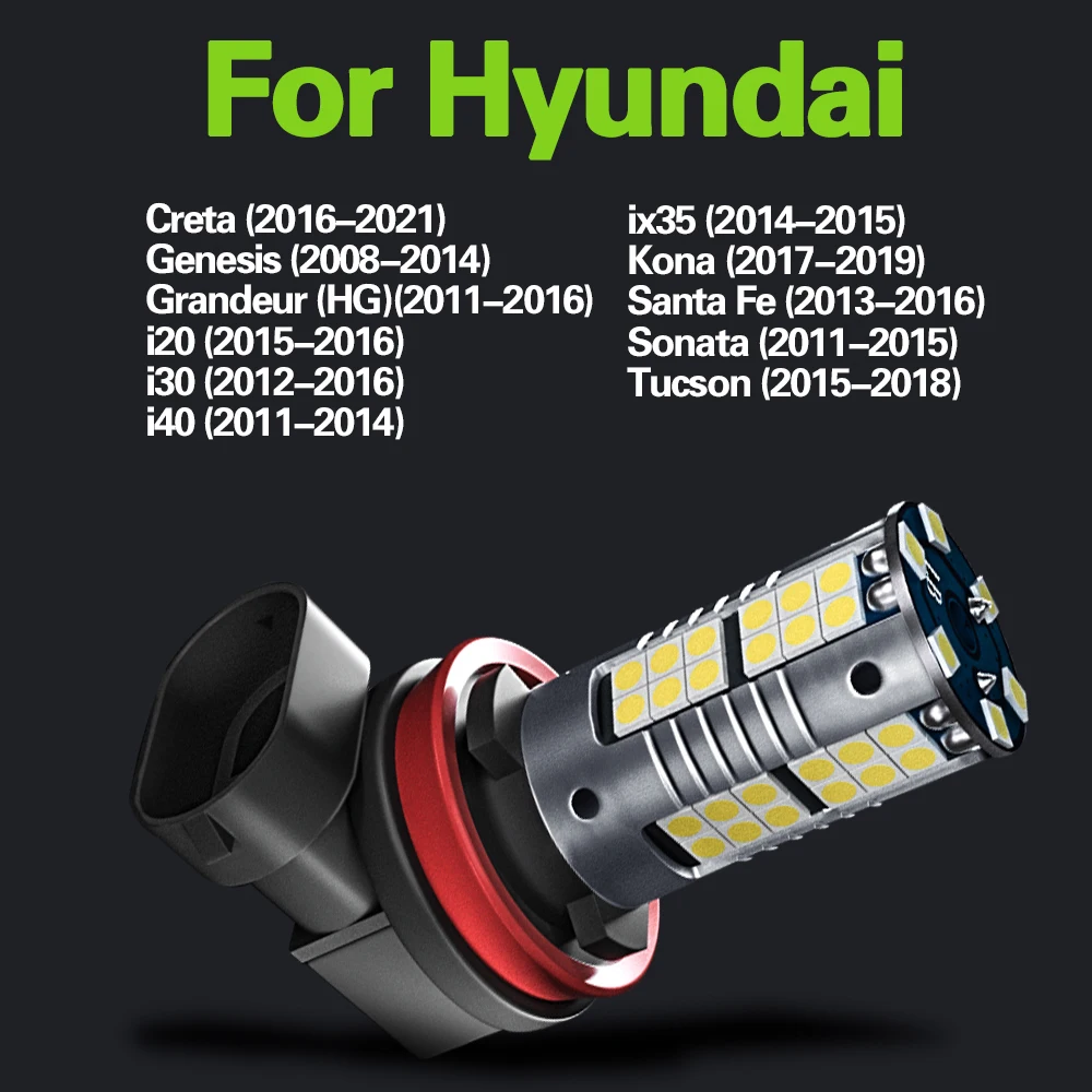 Светодиодные противотуманные фары Canbus H8 для Hyundai Creta Genesis greati20 i30 i40 ix35 Kona Santa Fe Sonata