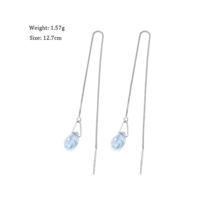 

Ruifan Minimalist Mermaid Teardrop 925 Sterling Silver Long Earrings for Women Girls Dangle Drop Earring Fine Jewelry YEA390