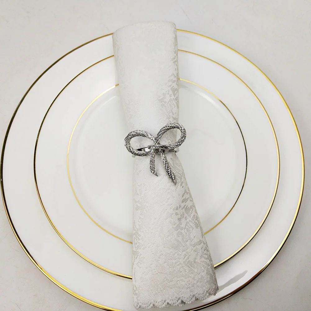 Простая Пряжка для салфеток Золотой бант кольцо из цинкового сплава тканевое
