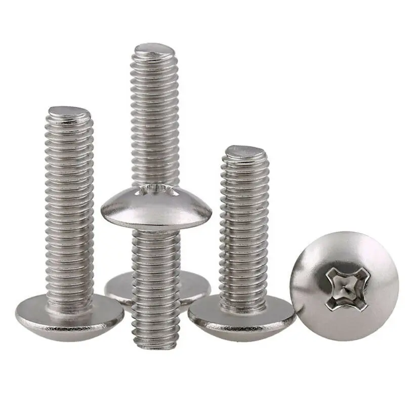 

M4 M5 M6 Phillips Truss Mushroom Head Screws 201 Stainless Steel Cross Recessed Round Large Flat Head Machine Screw Bolts