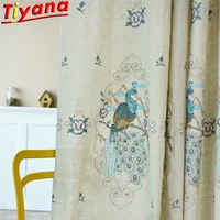 embroidered colorful birds curtain fabric for living room chinese style embroidered voile linen white sheer tulle x wp43340