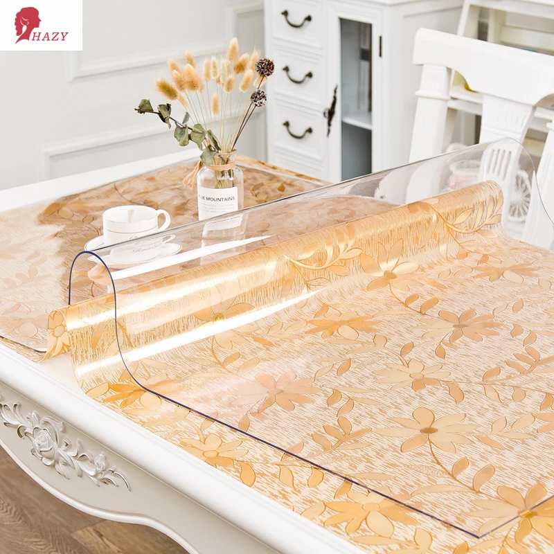 

HAZY PVC Tablecloth Waterproof Rectangular Table Cloths Table Cover for Kitchen Coffee Table Mat Protect the Desktop Soft Glass