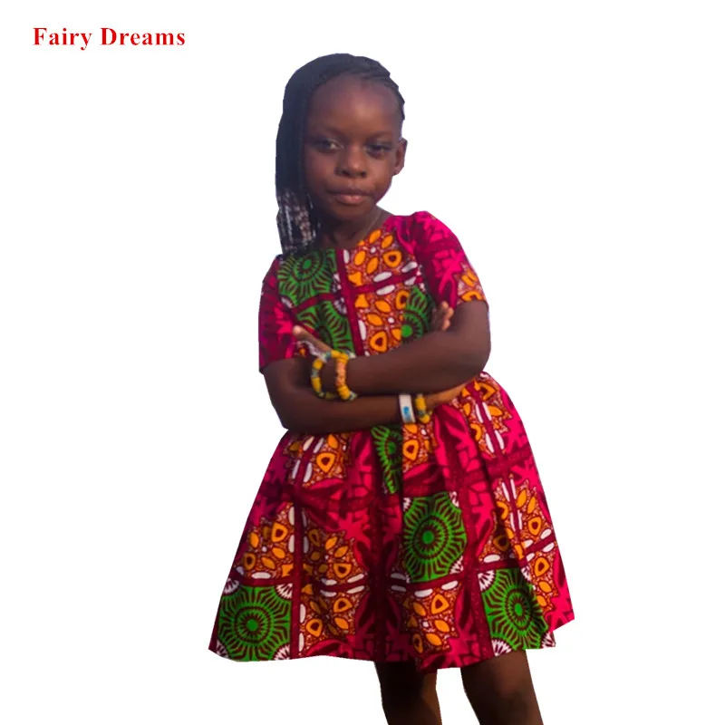 Африканские платья для девочек Дашики Анкара с коротким рукавом летнее платье