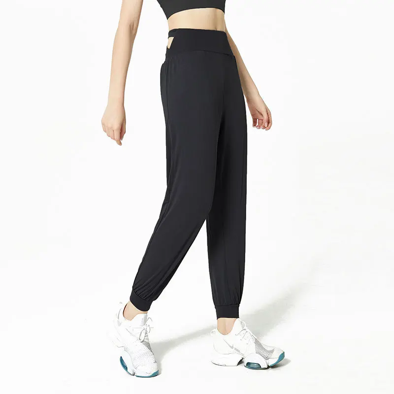 

Новинка 2020, спортивные и повседневные однотонные свободные шаровары, европейские и американские штаны для йоги с перекрестной талией, штан...