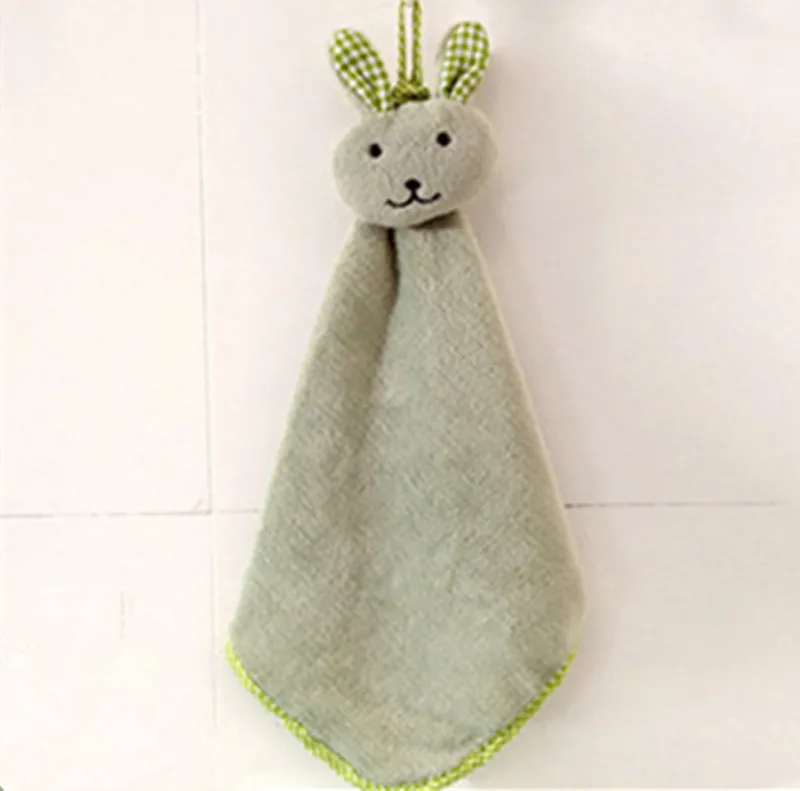 Lightgreen Кухня мультфильм животное Висячие Ткани Мягкие плюшевые Dishcloths ручное полотенце протирать Висячие купальные полотенца для детей ванная комната - Цвет: Lightgreen