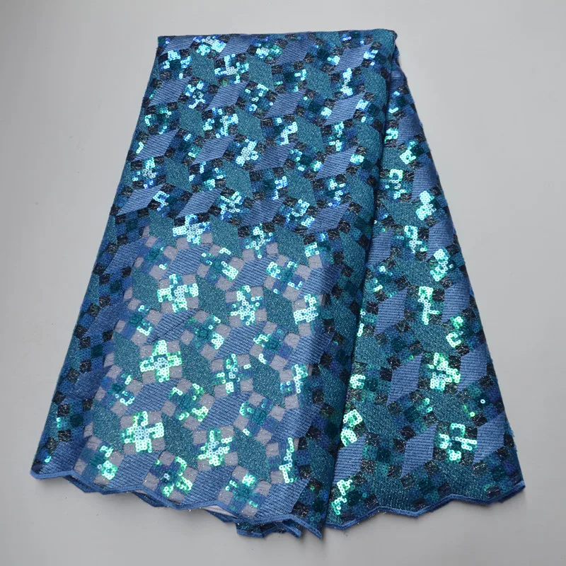 

African Lace Fabric 2020 High Quality Nigerian Wedding Lace Fabrics French Net Tulle Lace Sequins Material