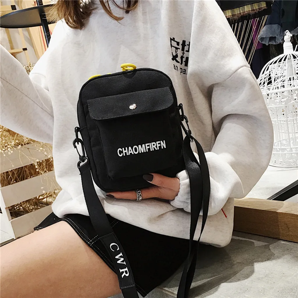 Women Shoulder Bag Fashion Pure Color Casual Tote Outdoor Bag Canvas Handbag Zipper Messenger Messenger Bags sac main femme#F