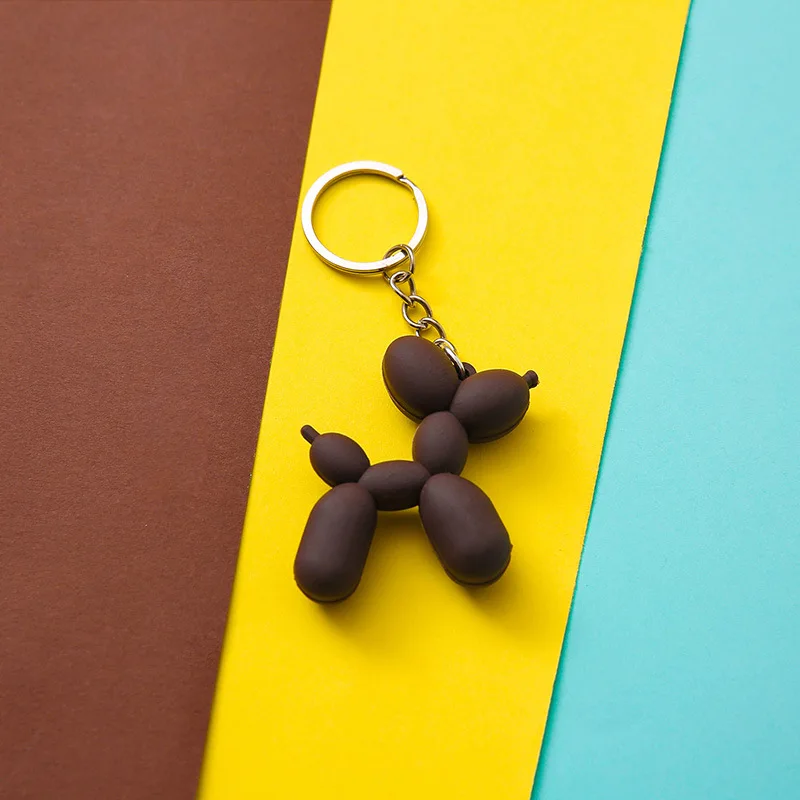 

PVC Soft Rubber Three-dimensional Keychain 5 Colors DIY Pendant Car Key Pendant Interior Korean Balloon Dog Cartoon Key Ring