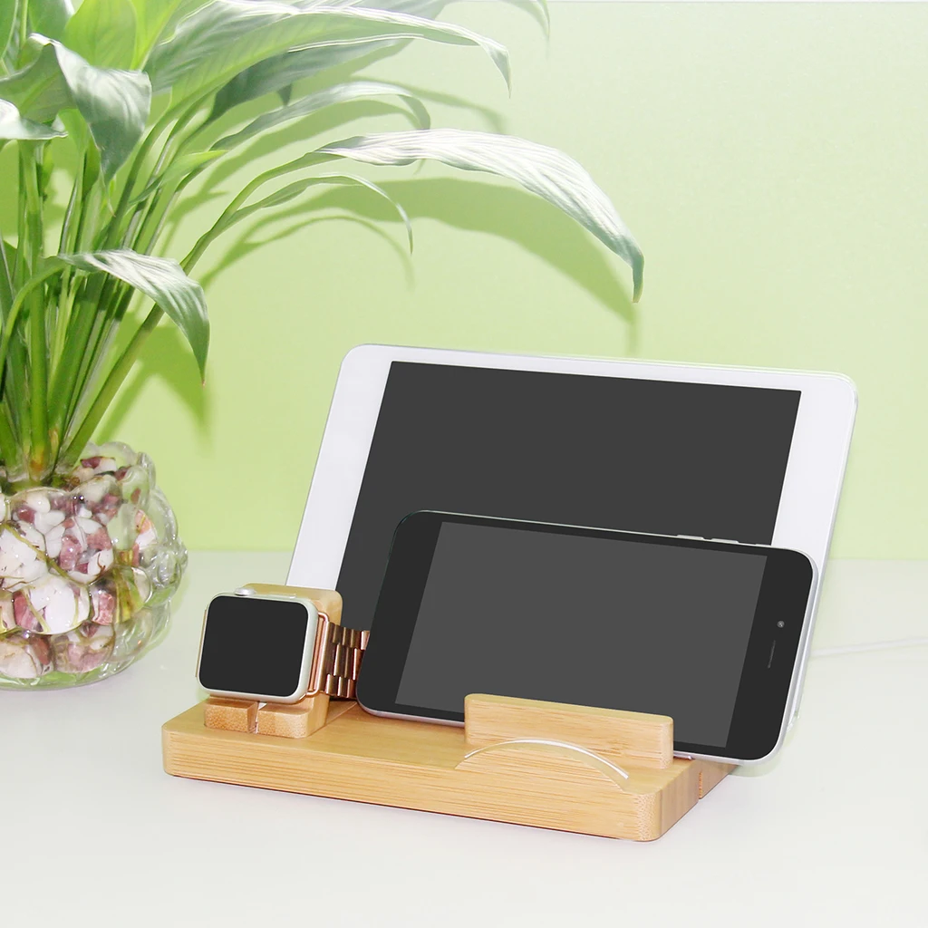 5 в 1 бамбуковая подставка для зарядки док-станции для iWatch iPhone 8 7 6s iPad Apple Watch зарядное устройство для подставка