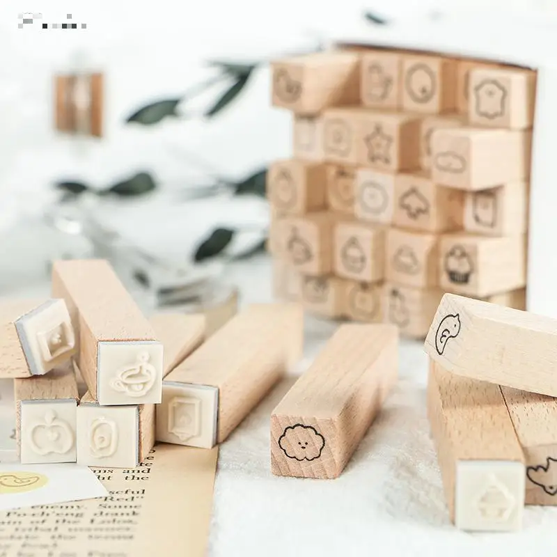 25 шт./компл. Винтаж простой штамп граффити DIY Деревянные и резиновые штампы для скрапбукинга канцелярские Скрапбукинг Стандартный штамп
