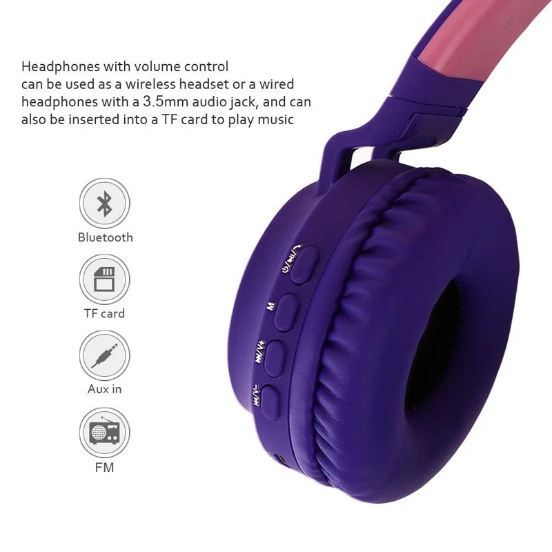 YITEK, новинка, Bluetooth, стерео, кошачьи наушники, мигающие, светящиеся, детские наушники, игровая гарнитура, наушники, поддержка TF карты с микрофоном