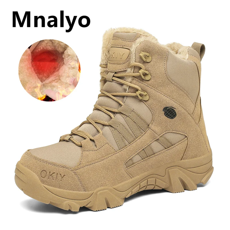 

New Warm Plush Snow Boots Non-slip Men Work Boots Waterproof Winter Men's Boots Outdoor Desert Boots Men Army Boots Ankle Boots
