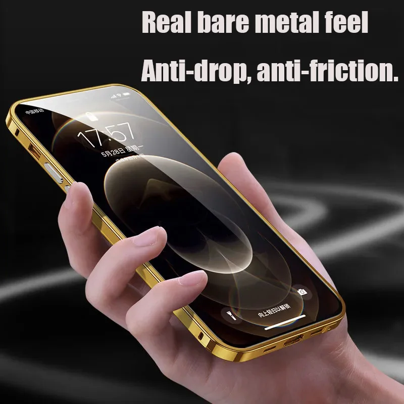 Противоударный металлический бампер для телефона iPhone 14 Pro MAX 13 Mini роскошный чехол